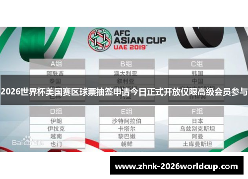 2026世界杯美国赛区球票抽签申请今日正式开放仅限高级会员参与